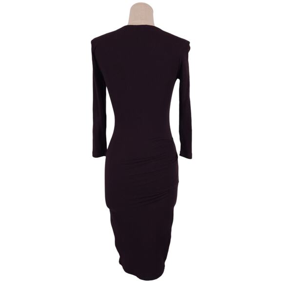 James Perse Ruched Dress Dark Purple Wine Sz 0 - Picture 3 of 8